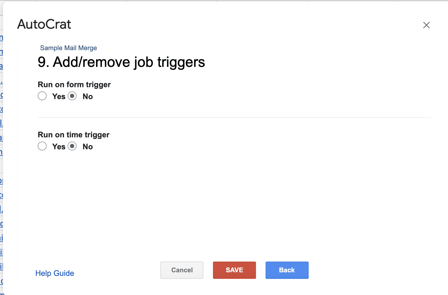 Autocrat add remove job triggers