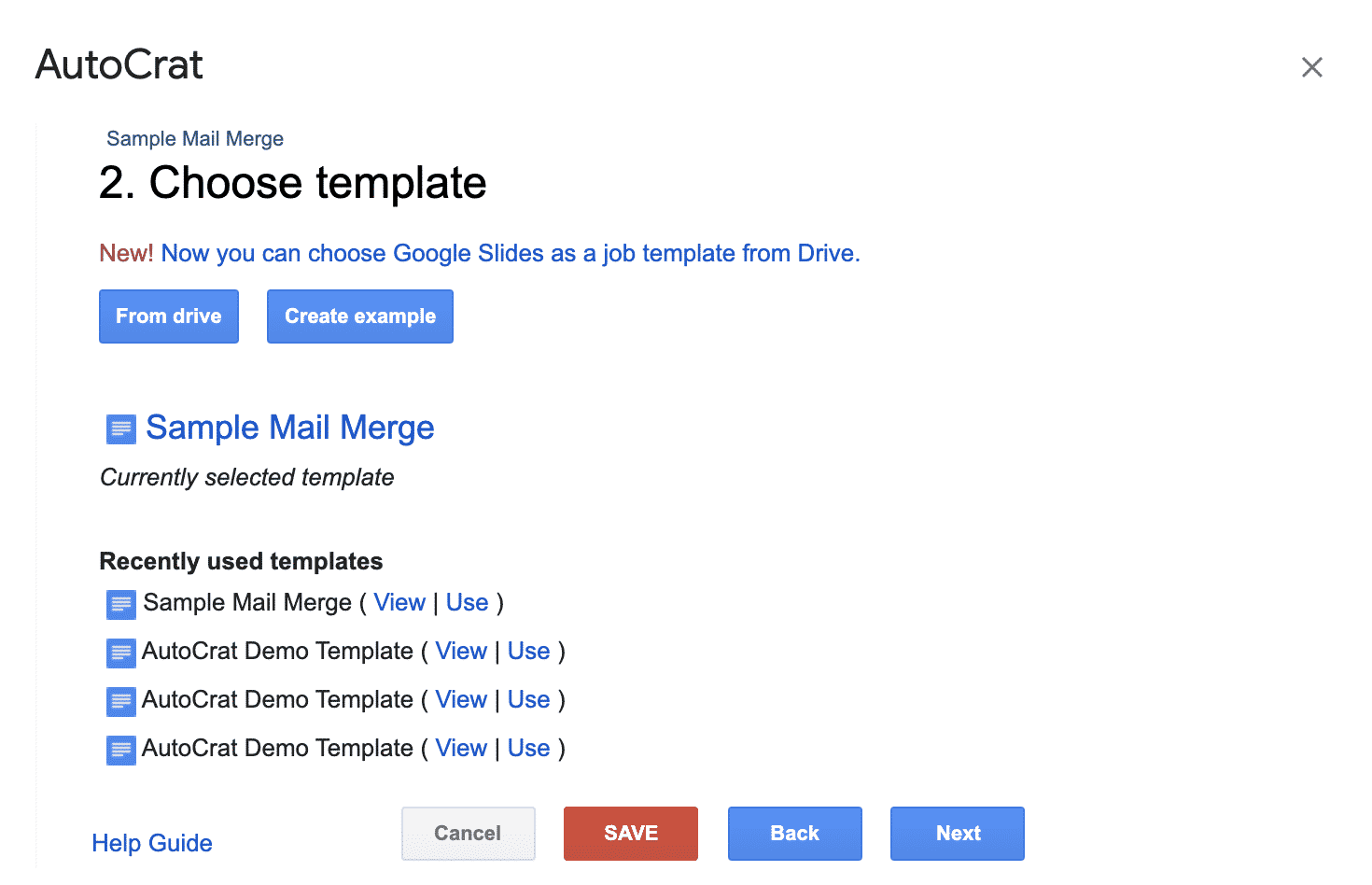 Autocrat choose template