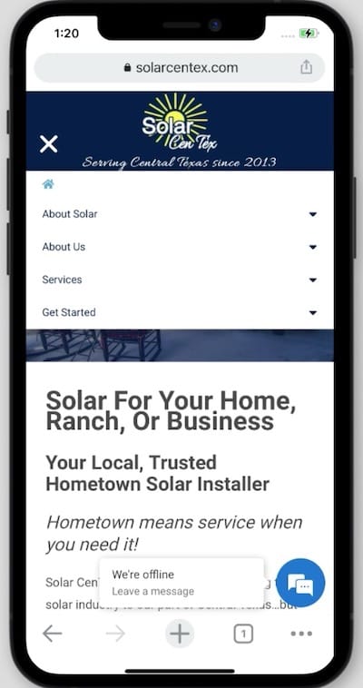 solar centex mobile menu new