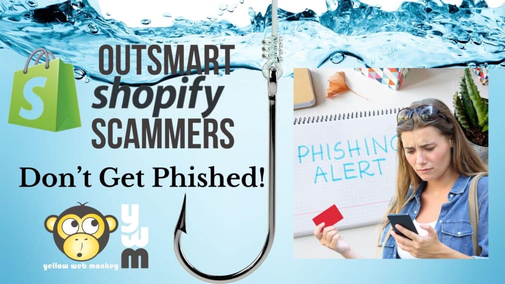 woman getting fished from phone. credit card in hand. underwater image with fishing hook