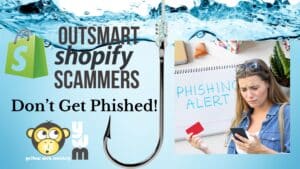 woman getting fished from phone. credit card in hand. underwater image with fishing hook