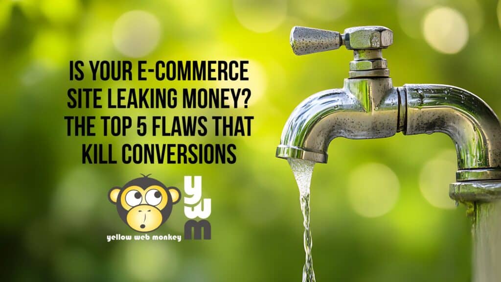 leaking faucet with YellowWebMonkey logo