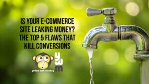 leaking faucet with YellowWebMonkey logo