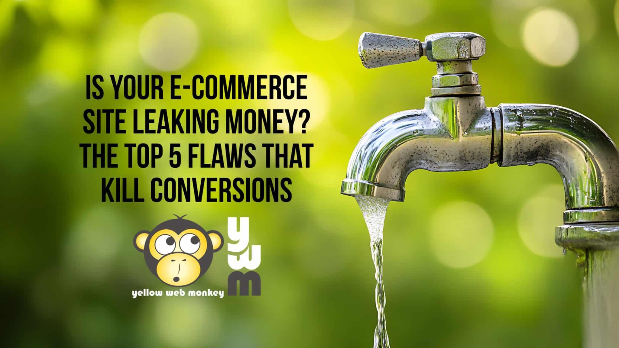leaking faucet with YellowWebMonkey logo