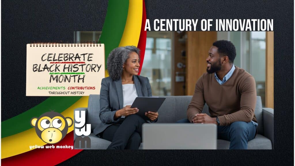 Black woman and black man sit on a couch celebrating 100 years of black history month